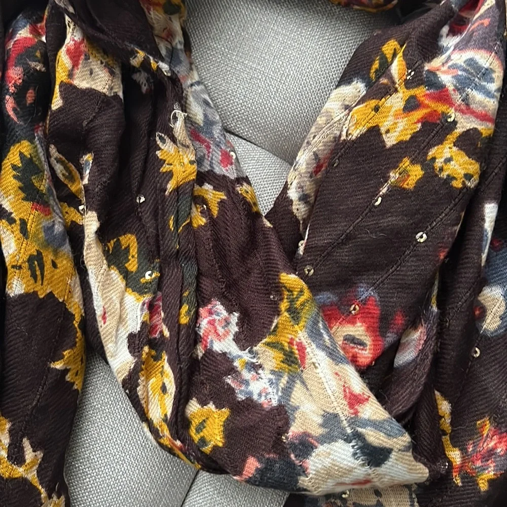 Target Floral Print Brown Sequin Scarf